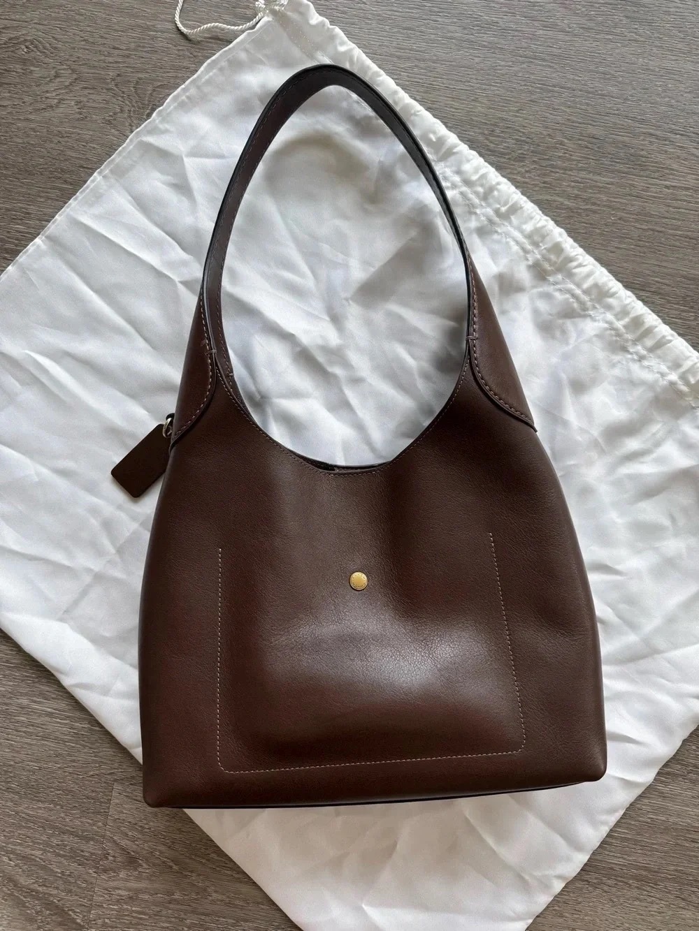 COACH Chocolate Brown Leather Shoulder Bag - Picture 2 of 9
